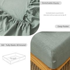 1   MooMee Bedding Sheet Set 100% Washed Cotton Linen Like Textured Breathable Durable Soft Comfy (Dark Grey, King)