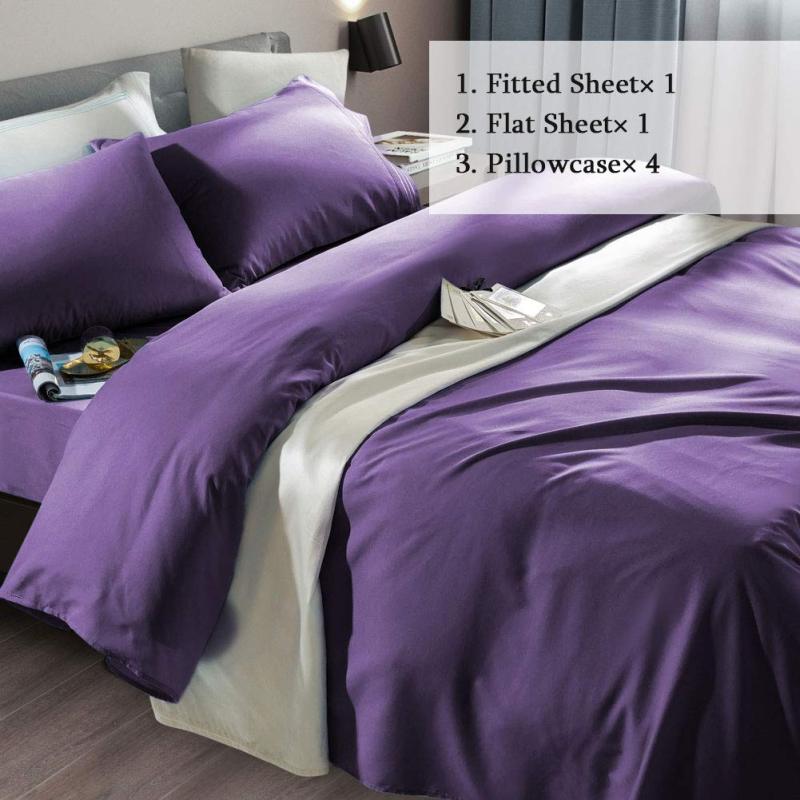 Bed Sheet Set Super Soft Microfiber 1800 Thread Count Luxury Egyptian Sheets Fit 18-24 Inch Deep Pocket Mattress Wrinkle-6 Piece (Dark Grey, Queen)