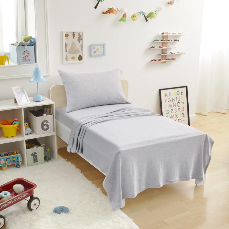 Cotton Jersey 4-Piece Bed Sheet Set, Queen, White, Solid