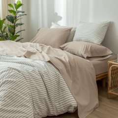 1   MooMee Bedding Sheet Set 100% Washed Cotton Linen Like Textured Breathable Durable Soft Comfy (Dark Grey, King)