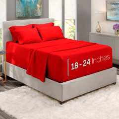 1Extra Deep Pocket King Size Sheets Sets - Fits Mattress 18-24 Inches Deep - Extra Deep Pocket Sheets - 6 Piece King Size Sheets - King Sheets Deep Pocket - Grey Sheets