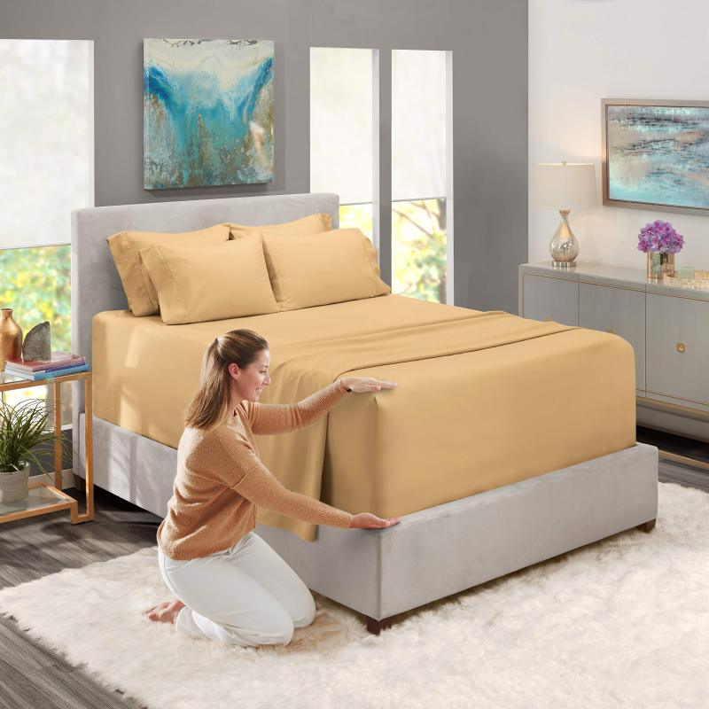 1Extra Deep Pocket King Size Sheets Sets - Fits Mattress 18-24 Inches Deep - Extra Deep Pocket Sheets - 6 Piece King Size Sheets - King Sheets Deep Pocket - Grey Sheets