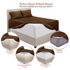1Extra Deep Pocket King Size Sheets Sets - Fits Mattress 18-24 Inches Deep - Extra Deep Pocket Sheets - 6 Piece King Size Sheets - King Sheets Deep Pocket - Grey Sheets