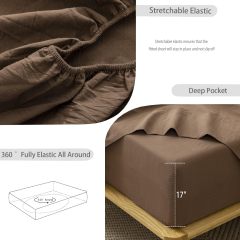 1   MooMee Bedding Sheet Set 100% Washed Cotton Linen Like Textured Breathable Durable Soft Comfy (Dark Grey, King)