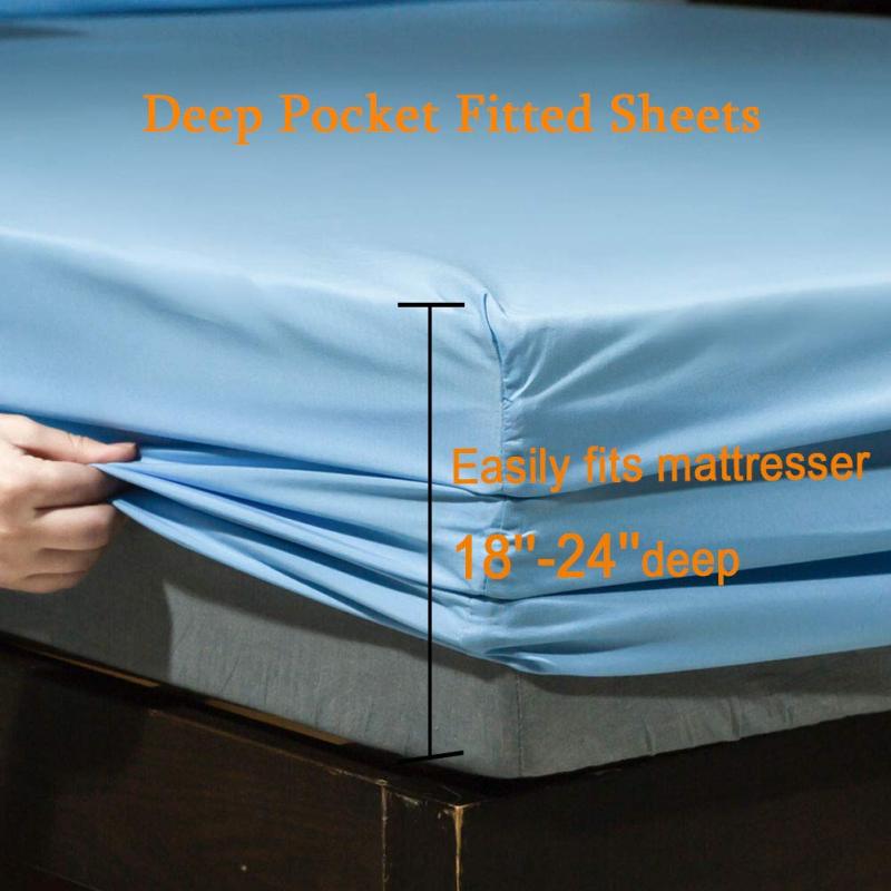 Bed Sheet Set Super Soft Microfiber 1800 Thread Count Luxury Egyptian Sheets Fit 18-24 Inch Deep Pocket Mattress Wrinkle-6 Piece (Dark Grey, Queen)