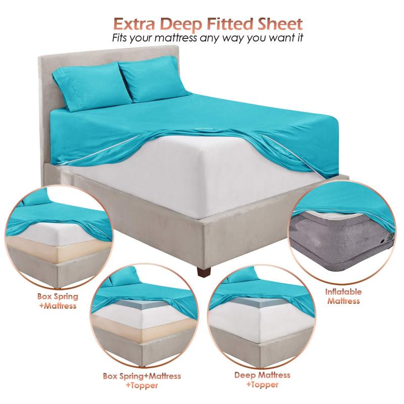 1Extra Deep Pocket King Size Sheets Sets - Fits Mattress 18-24 Inches Deep - Extra Deep Pocket Sheets - 6 Piece King Size Sheets - King Sheets Deep Pocket - Grey Sheets