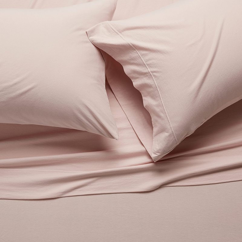 Cotton Jersey 4-Piece Bed Sheet Set, Queen, White, Solid