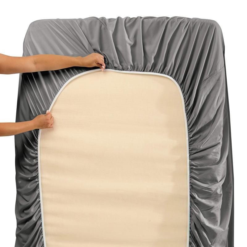 1Extra Deep Pocket King Size Sheets Sets - Fits Mattress 18-24 Inches Deep - Extra Deep Pocket Sheets - 6 Piece King Size Sheets - King Sheets Deep Pocket - Grey Sheets