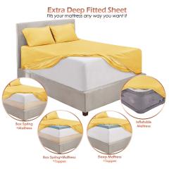 1Extra Deep Pocket King Size Sheets Sets - Fits Mattress 18-24 Inches Deep - Extra Deep Pocket Sheets - 6 Piece King Size Sheets - King Sheets Deep Pocket - Grey Sheets