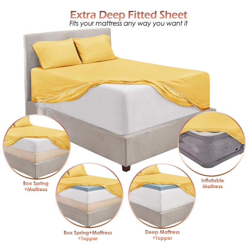 1Extra Deep Pocket King Size Sheets Sets - Fits Mattress 18-24 Inches Deep - Extra Deep Pocket Sheets - 6 Piece King Size Sheets - King Sheets Deep Pocket - Grey Sheets