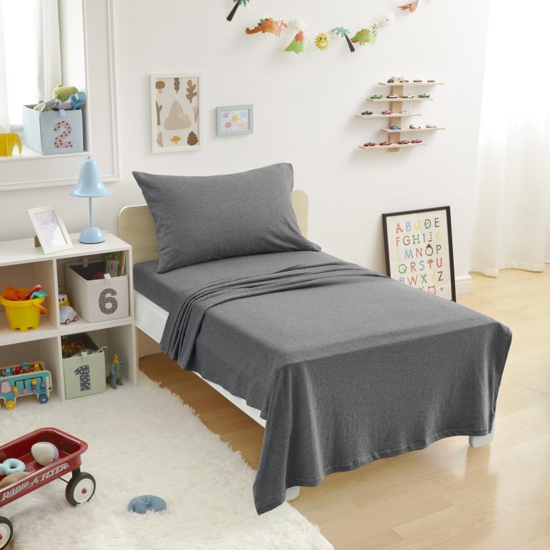 Cotton Jersey 4-Piece Bed Sheet Set, Queen, White, Solid