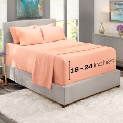 1Extra Deep Pocket King Size Sheets Sets - Fits Mattress 18-24 Inches Deep - Extra Deep Pocket Sheets - 6 Piece King Size Sheets - King Sheets Deep Pocket - Grey Sheets
