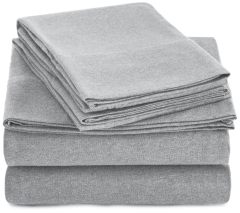 Cotton Jersey 4-Piece Bed Sheet Set, Queen, White, Solid