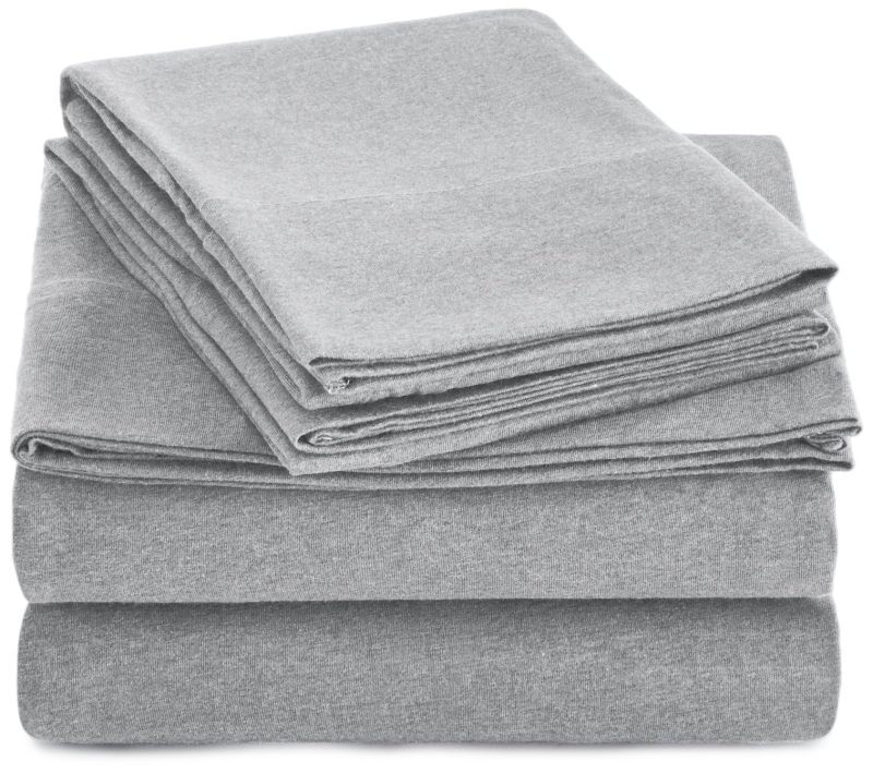 Cotton Jersey 4-Piece Bed Sheet Set, Queen, White, Solid