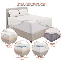 1Extra Deep Pocket King Size Sheets Sets - Fits Mattress 18-24 Inches Deep - Extra Deep Pocket Sheets - 6 Piece King Size Sheets - King Sheets Deep Pocket - Grey Sheets
