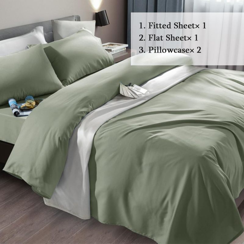 Bed Sheet Set Super Soft Microfiber 1800 Thread Count Luxury Egyptian Sheets Fit 18-24 Inch Deep Pocket Mattress Wrinkle-6 Piece (Dark Grey, Queen)