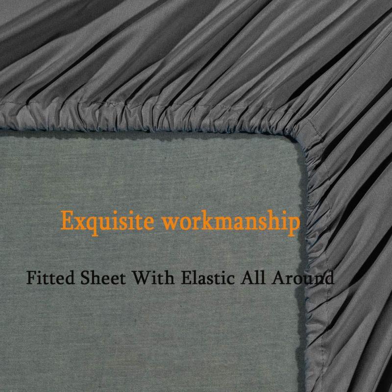 Bed Sheet Set Super Soft Microfiber 1800 Thread Count Luxury Egyptian Sheets Fit 18-24 Inch Deep Pocket Mattress Wrinkle-6 Piece (Dark Grey, Queen)