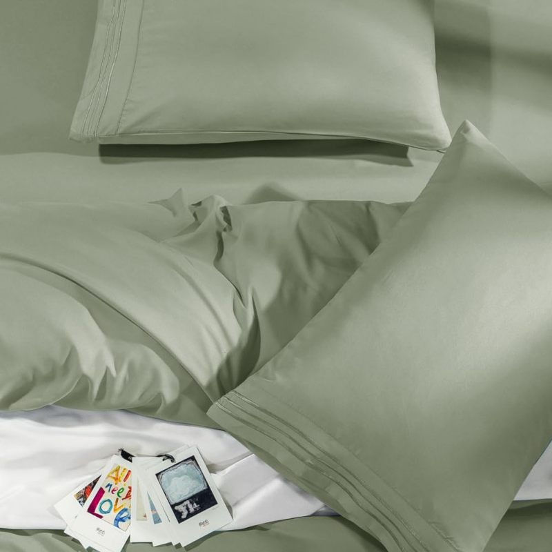Bed Sheet Set Super Soft Microfiber 1800 Thread Count Luxury Egyptian Sheets Fit 18-24 Inch Deep Pocket Mattress Wrinkle-6 Piece (Dark Grey, Queen)