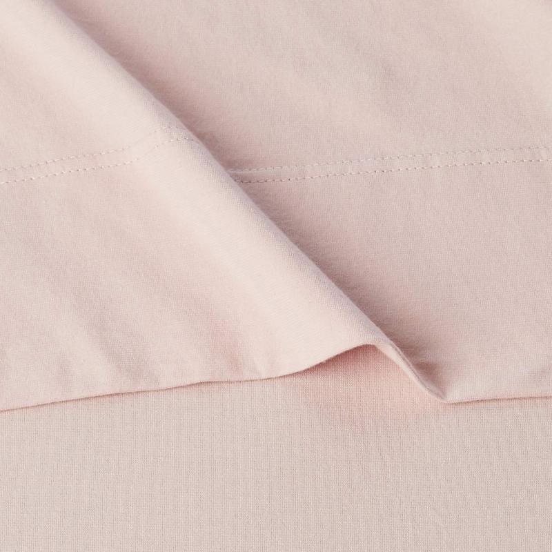 改Amazon Basics Cotton Jersey 4-Piece Bed Sheet Set, Queen, White, Solid