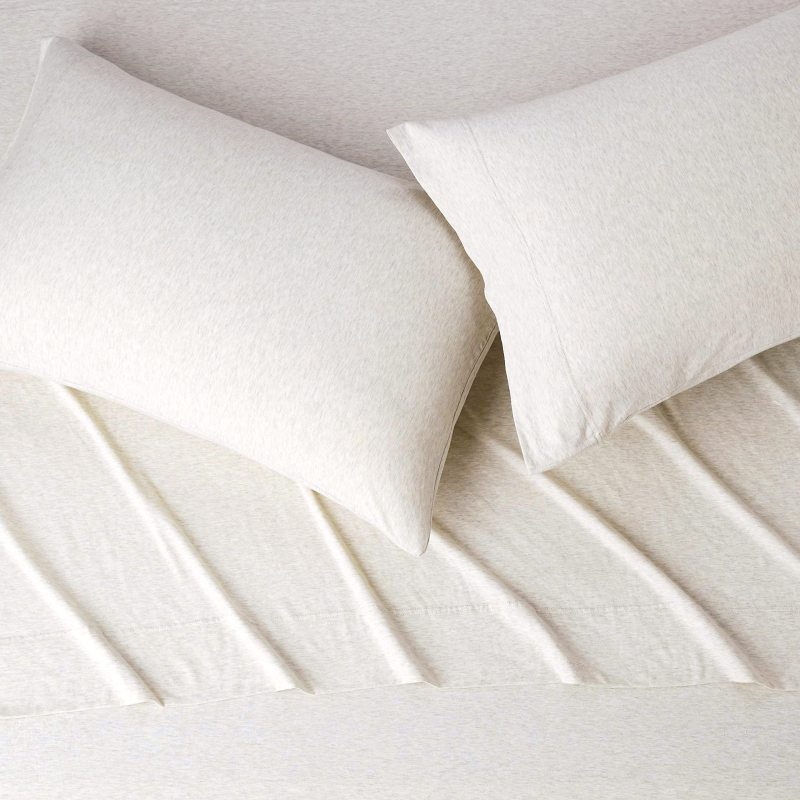 Cotton Jersey 4-Piece Bed Sheet Set, Queen, White, Solid