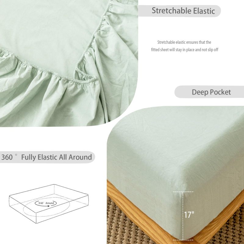 1   MooMee Bedding Sheet Set 100% Washed Cotton Linen Like Textured Breathable Durable Soft Comfy (Dark Grey, King)