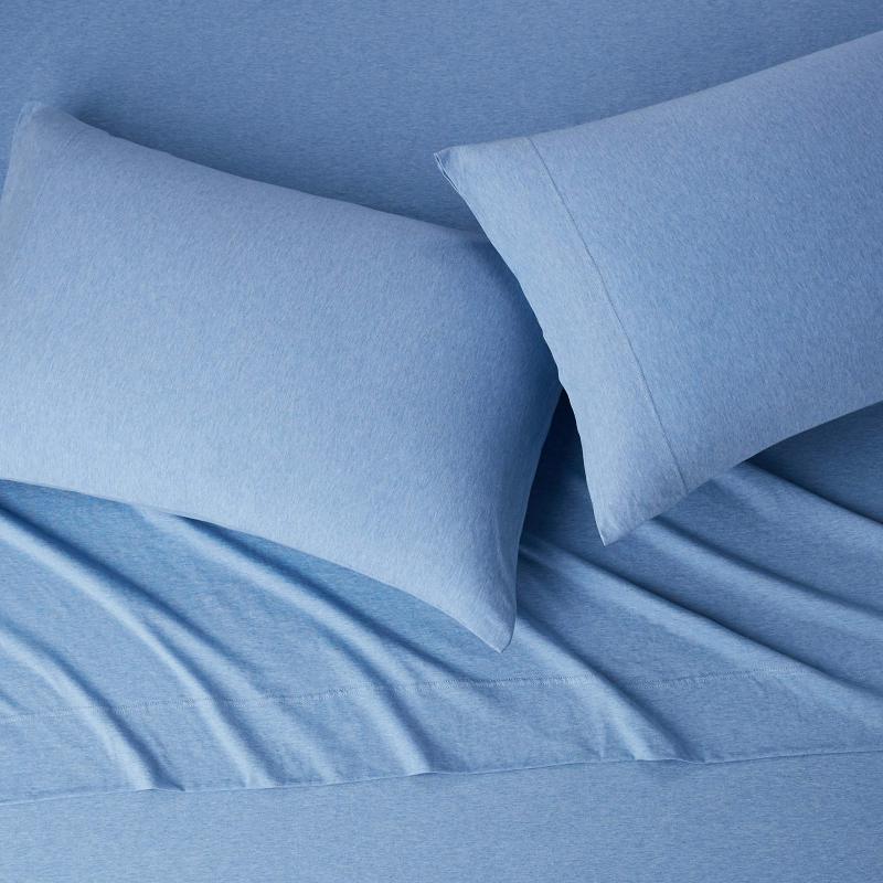 Cotton Jersey 4-Piece Bed Sheet Set, Queen, White, Solid