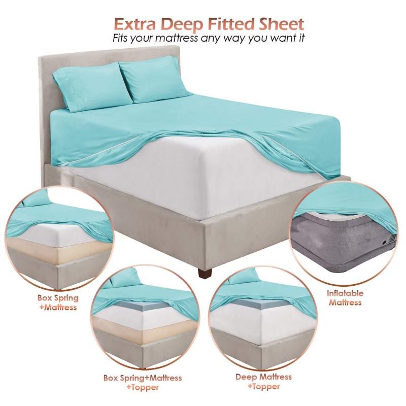 1Extra Deep Pocket King Size Sheets Sets - Fits Mattress 18-24 Inches Deep - Extra Deep Pocket Sheets - 6 Piece King Size Sheets - King Sheets Deep Pocket - Grey Sheets