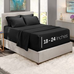 1Extra Deep Pocket King Size Sheets Sets - Fits Mattress 18-24 Inches Deep - Extra Deep Pocket Sheets - 6 Piece King Size Sheets - King Sheets Deep Pocket - Grey Sheets