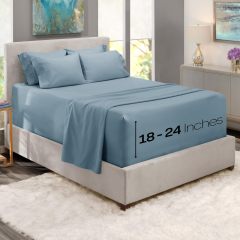 1Extra Deep Pocket King Size Sheets Sets - Fits Mattress 18-24 Inches Deep - Extra Deep Pocket Sheets - 6 Piece King Size Sheets - King Sheets Deep Pocket - Grey Sheets