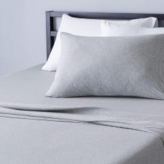 Cotton Jersey 4-Piece Bed Sheet Set, Queen, White, Solid