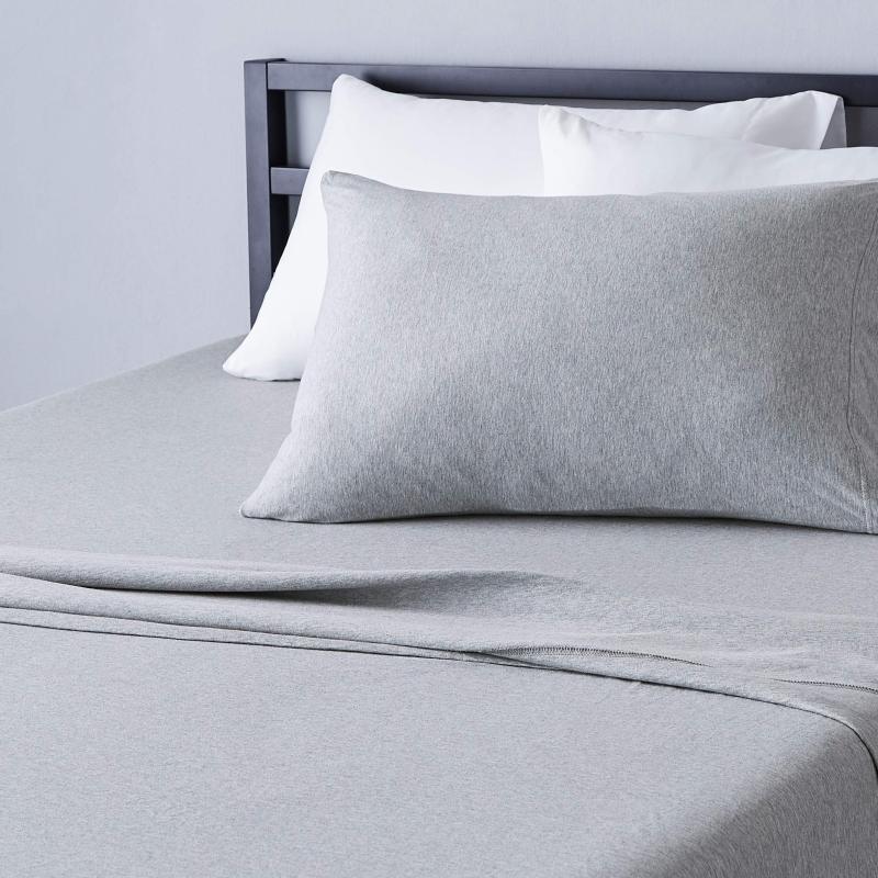 Cotton Jersey 4-Piece Bed Sheet Set, Queen, White, Solid