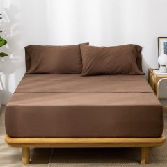 1   MooMee Bedding Sheet Set 100% Washed Cotton Linen Like Textured Breathable Durable Soft Comfy (Dark Grey, King)
