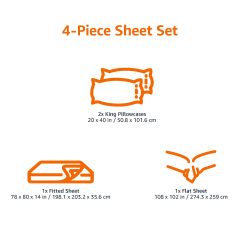 Cotton Jersey 4-Piece Bed Sheet Set, Queen, White, Solid