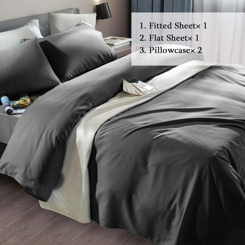 Bed Sheet Set Super Soft Microfiber 1800 Thread Count Luxury Egyptian Sheets Fit 18-24 Inch Deep Pocket Mattress Wrinkle-6 Piece (Dark Grey, Queen)