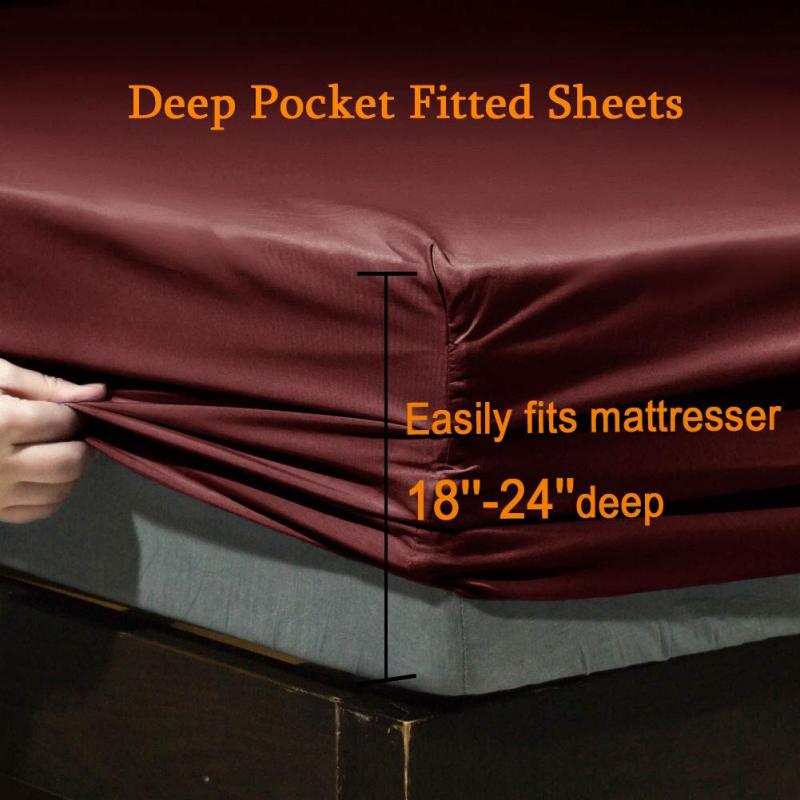 Bed Sheet Set Super Soft Microfiber 1800 Thread Count Luxury Egyptian Sheets Fit 18-24 Inch Deep Pocket Mattress Wrinkle-6 Piece (Dark Grey, Queen)