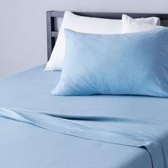 Cotton Jersey 4-Piece Bed Sheet Set, Queen, White, Solid