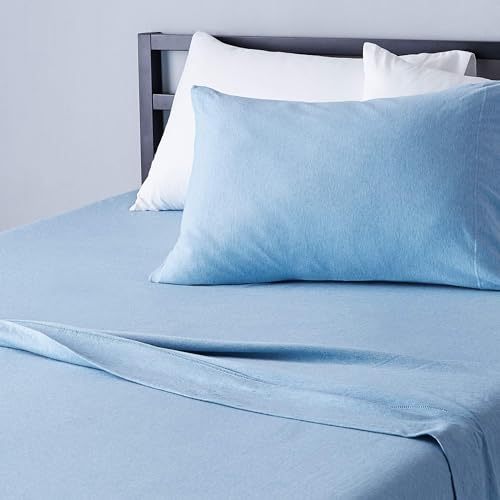 Cotton Jersey 4-Piece Bed Sheet Set, Queen, White, Solid