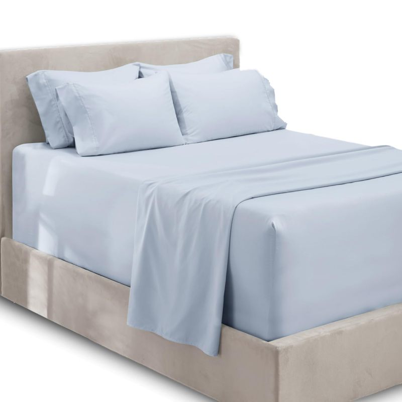 1Extra Deep Pocket King Size Sheets Sets - Fits Mattress 18-24 Inches Deep - Extra Deep Pocket Sheets - 6 Piece King Size Sheets - King Sheets Deep Pocket - Grey Sheets