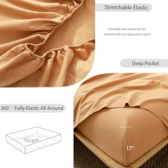 1   MooMee Bedding Sheet Set 100% Washed Cotton Linen Like Textured Breathable Durable Soft Comfy (Dark Grey, King)