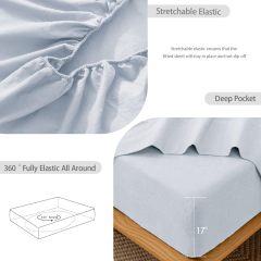 1   MooMee Bedding Sheet Set 100% Washed Cotton Linen Like Textured Breathable Durable Soft Comfy (Dark Grey, King)