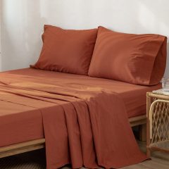 改MooMee Bedding Sheet Set 100% Washed Cotton Linen Like Textured Breathable Durable Soft Comfy (Dark Grey, King)