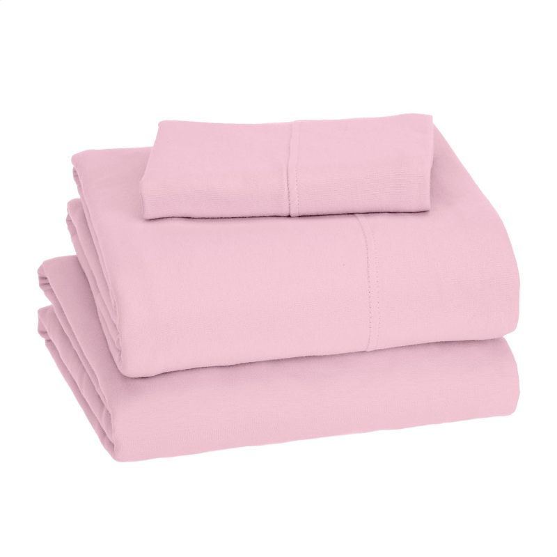 Cotton Jersey 4-Piece Bed Sheet Set, Queen, White, Solid