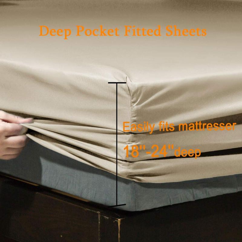 Bed Sheet Set Super Soft Microfiber 1800 Thread Count Luxury Egyptian Sheets Fit 18-24 Inch Deep Pocket Mattress Wrinkle-6 Piece (Dark Grey, Queen)