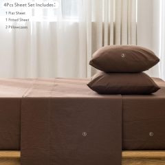 1   MooMee Bedding Sheet Set 100% Washed Cotton Linen Like Textured Breathable Durable Soft Comfy (Dark Grey, King)