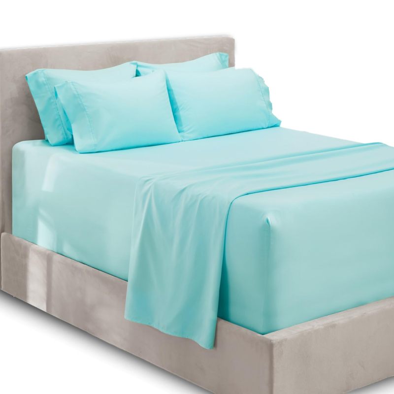 1Extra Deep Pocket King Size Sheets Sets - Fits Mattress 18-24 Inches Deep - Extra Deep Pocket Sheets - 6 Piece King Size Sheets - King Sheets Deep Pocket - Grey Sheets