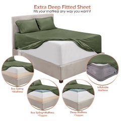 1Extra Deep Pocket King Size Sheets Sets - Fits Mattress 18-24 Inches Deep - Extra Deep Pocket Sheets - 6 Piece King Size Sheets - King Sheets Deep Pocket - Grey Sheets