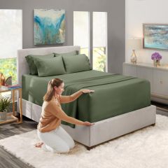 1Extra Deep Pocket King Size Sheets Sets - Fits Mattress 18-24 Inches Deep - Extra Deep Pocket Sheets - 6 Piece King Size Sheets - King Sheets Deep Pocket - Grey Sheets