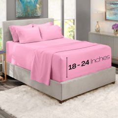 1Extra Deep Pocket King Size Sheets Sets - Fits Mattress 18-24 Inches Deep - Extra Deep Pocket Sheets - 6 Piece King Size Sheets - King Sheets Deep Pocket - Grey Sheets