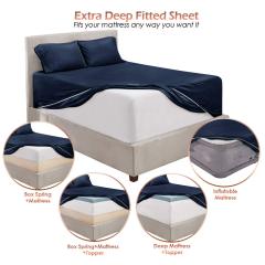 1Extra Deep Pocket King Size Sheets Sets - Fits Mattress 18-24 Inches Deep - Extra Deep Pocket Sheets - 6 Piece King Size Sheets - King Sheets Deep Pocket - Grey Sheets