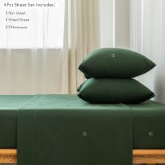 1   MooMee Bedding Sheet Set 100% Washed Cotton Linen Like Textured Breathable Durable Soft Comfy (Dark Grey, King)